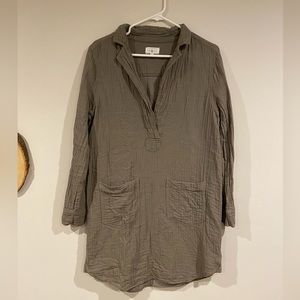 Lou & Grey Olive Green Cotton Gauze Dress